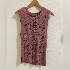 Lucky brand Elegant Sleeveless Crochet Tank Top - Dusty Rose